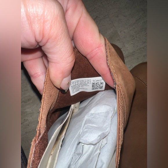 NEW TOMS Kelsey Wedge Pull On Booties Ankle Suede Pull Tab Cognac Tan Size 7 - Picture 8 of 11